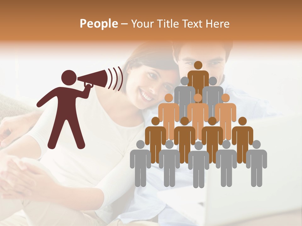 A Man And Woman Sitting On A Couch Looking At A Laptop PowerPoint Template