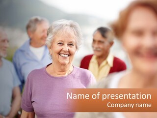 A Group Of Older People Are Smiling For The Camera PowerPoint Template