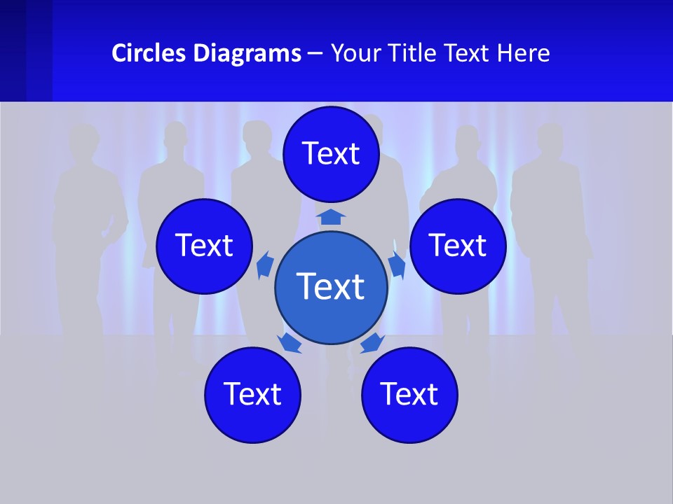 A Group Of People Standing In Front Of A Blue Curtain PowerPoint Template