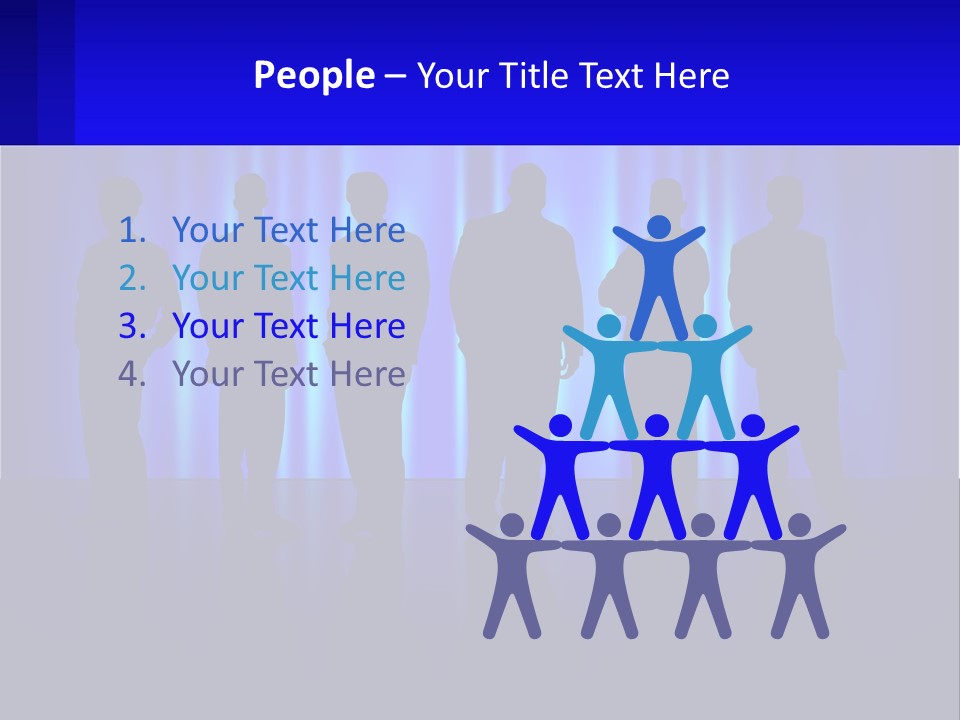 A Group Of People Standing In Front Of A Blue Curtain PowerPoint Template