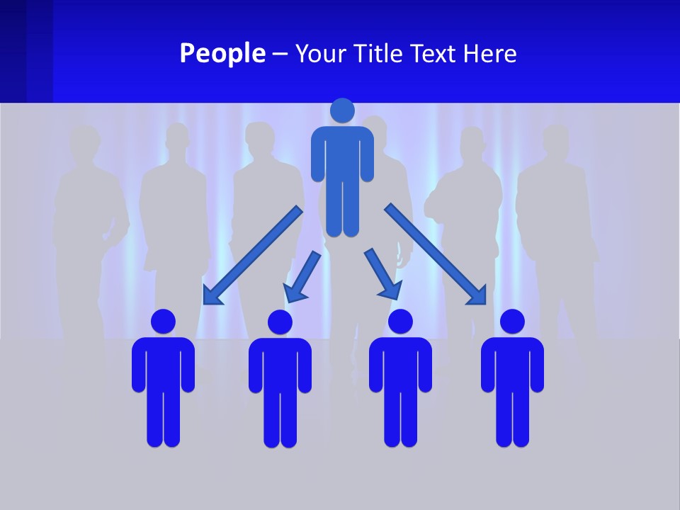 A Group Of People Standing In Front Of A Blue Curtain PowerPoint Template