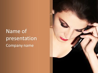 Communicate Girl Contact PowerPoint Template