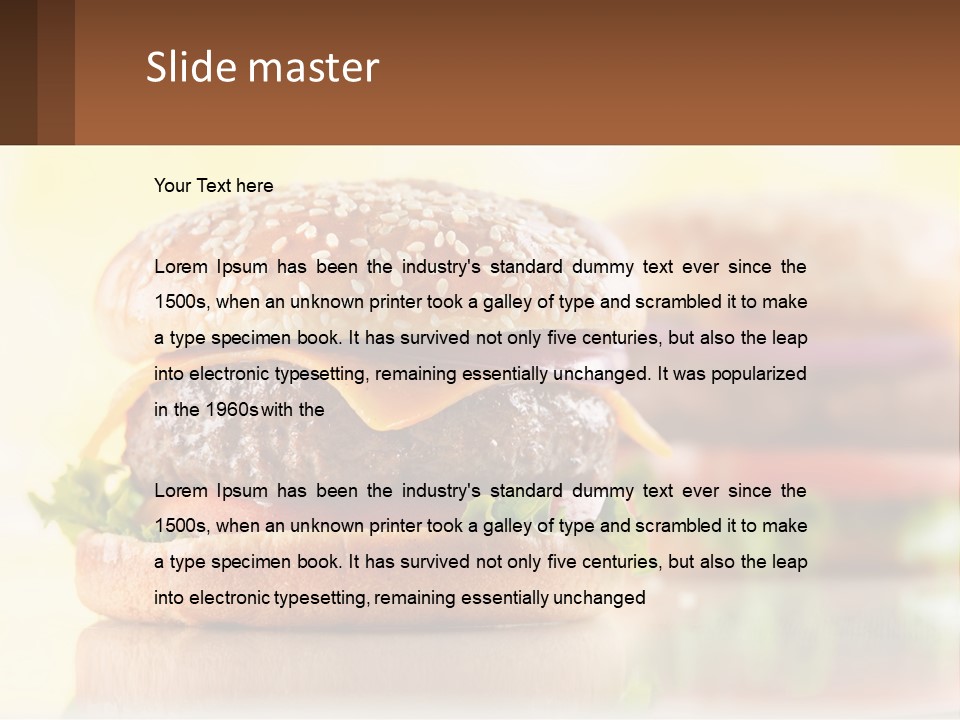 A Hamburger With Cheese And Lettuce On It PowerPoint Template