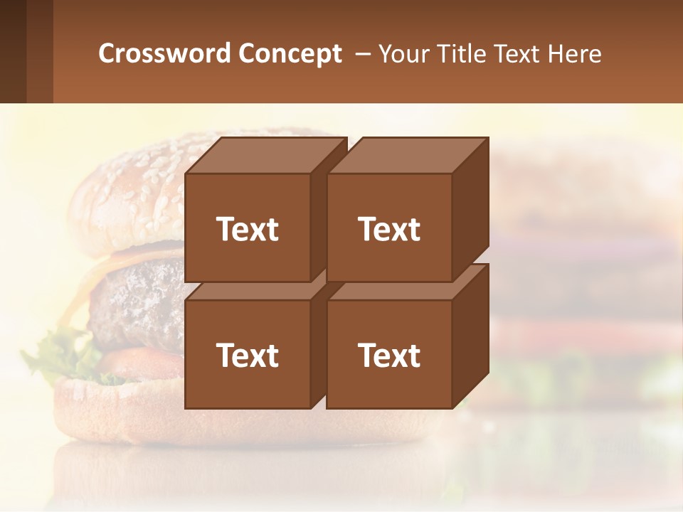 A Hamburger With Cheese And Lettuce On It PowerPoint Template