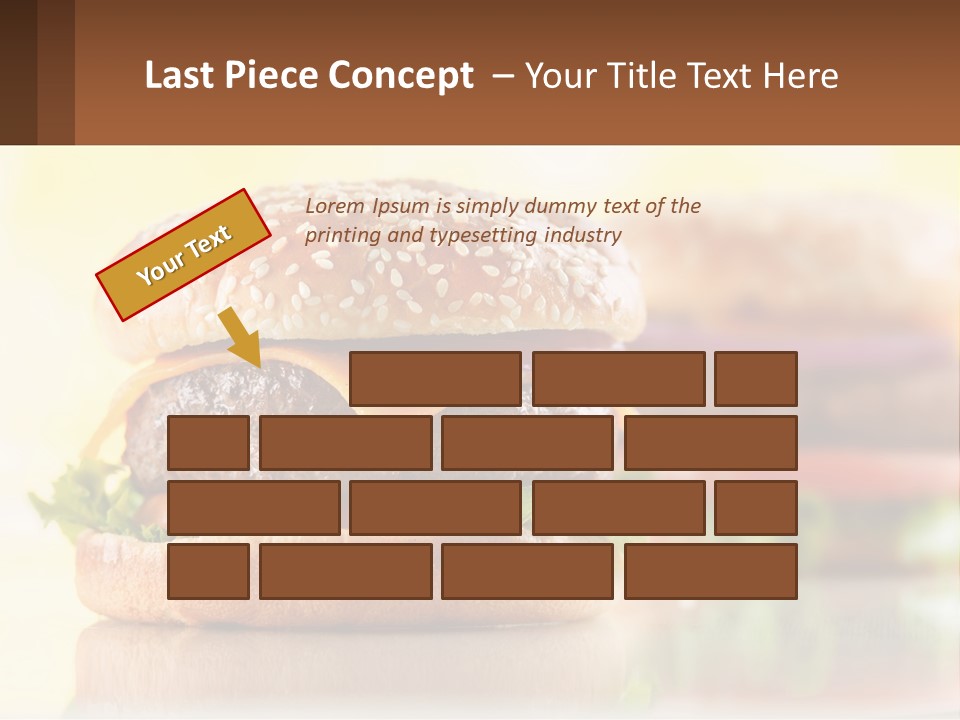 A Hamburger With Cheese And Lettuce On It PowerPoint Template