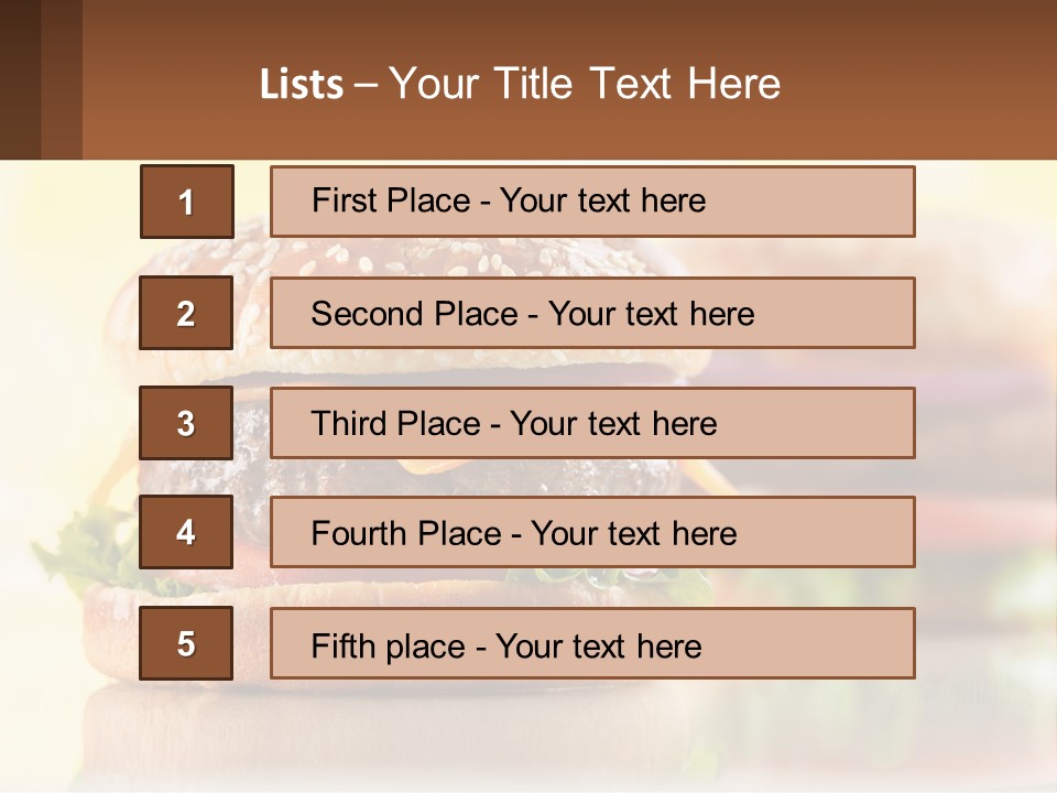 A Hamburger With Cheese And Lettuce On It PowerPoint Template