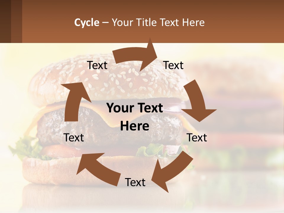 A Hamburger With Cheese And Lettuce On It PowerPoint Template