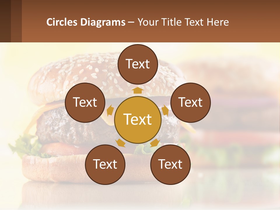 A Hamburger With Cheese And Lettuce On It PowerPoint Template