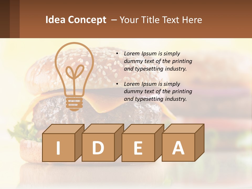 A Hamburger With Cheese And Lettuce On It PowerPoint Template