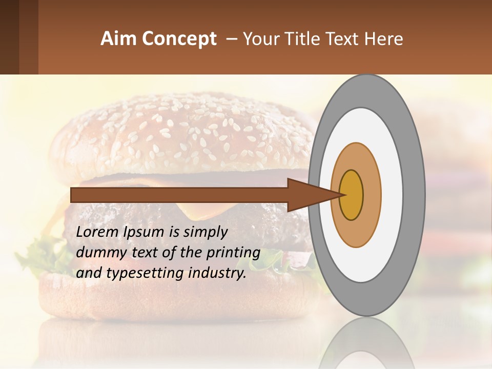 A Hamburger With Cheese And Lettuce On It PowerPoint Template