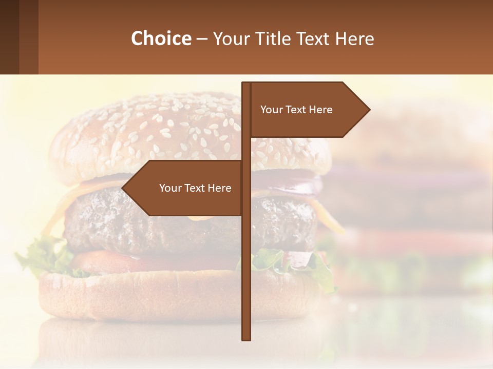 A Hamburger With Cheese And Lettuce On It PowerPoint Template