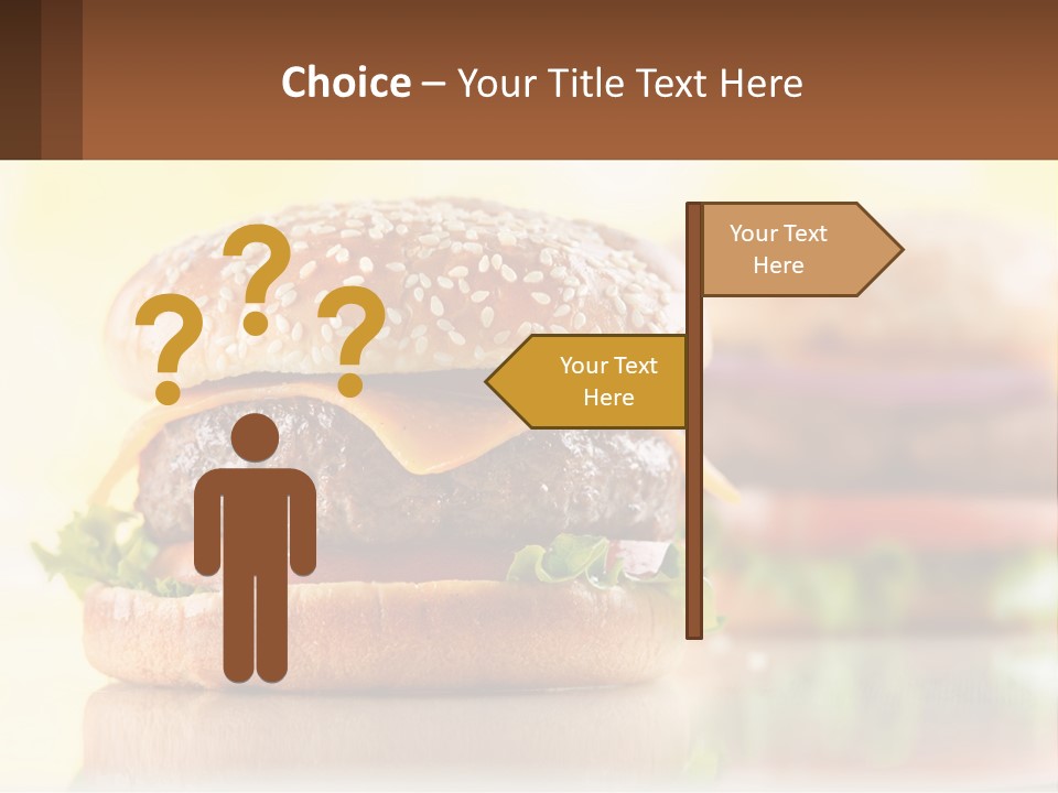 A Hamburger With Cheese And Lettuce On It PowerPoint Template