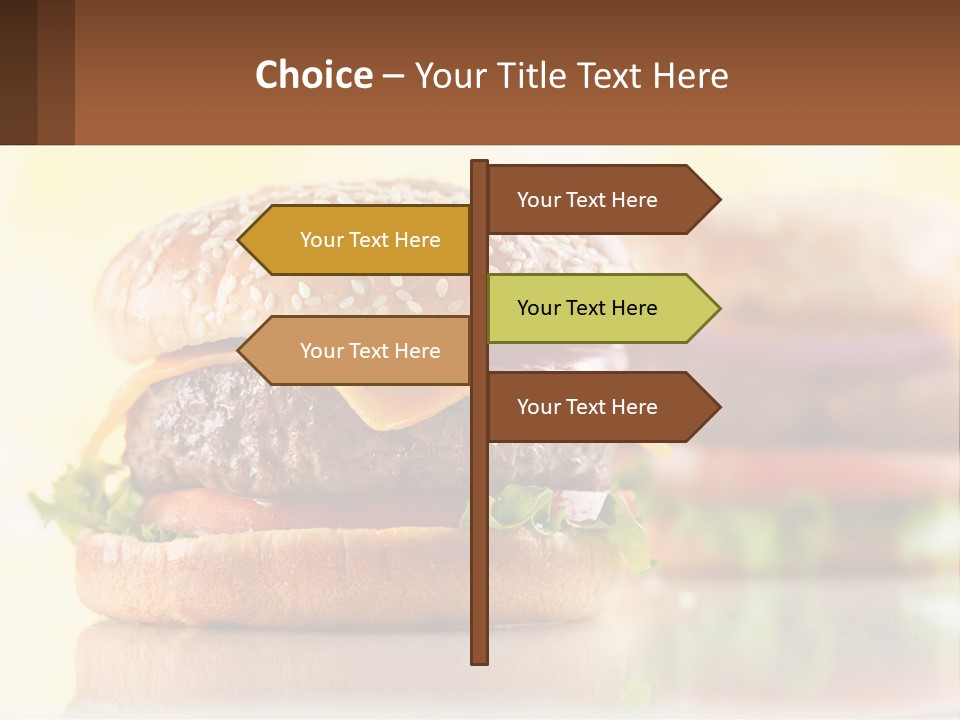 A Hamburger With Cheese And Lettuce On It PowerPoint Template