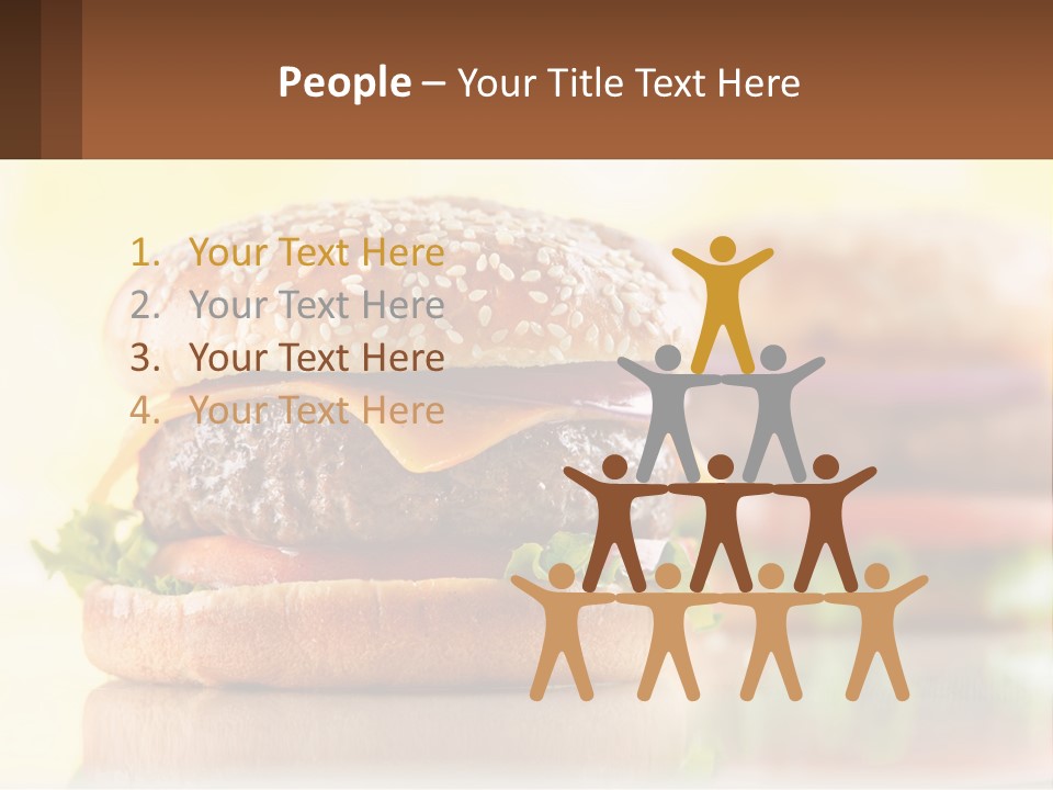 A Hamburger With Cheese And Lettuce On It PowerPoint Template