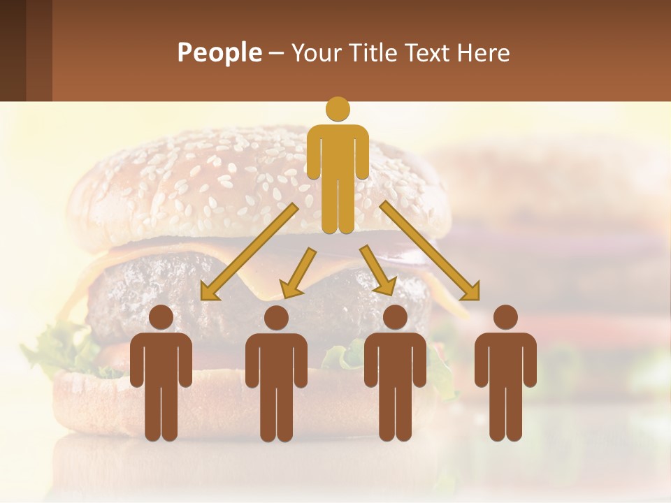 A Hamburger With Cheese And Lettuce On It PowerPoint Template