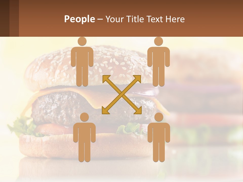 A Hamburger With Cheese And Lettuce On It PowerPoint Template