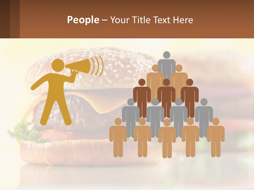 A Hamburger With Cheese And Lettuce On It PowerPoint Template