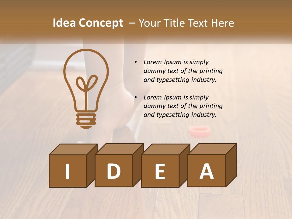 A Person Standing On A Wooden Floor Next To An Orange Object PowerPoint Template