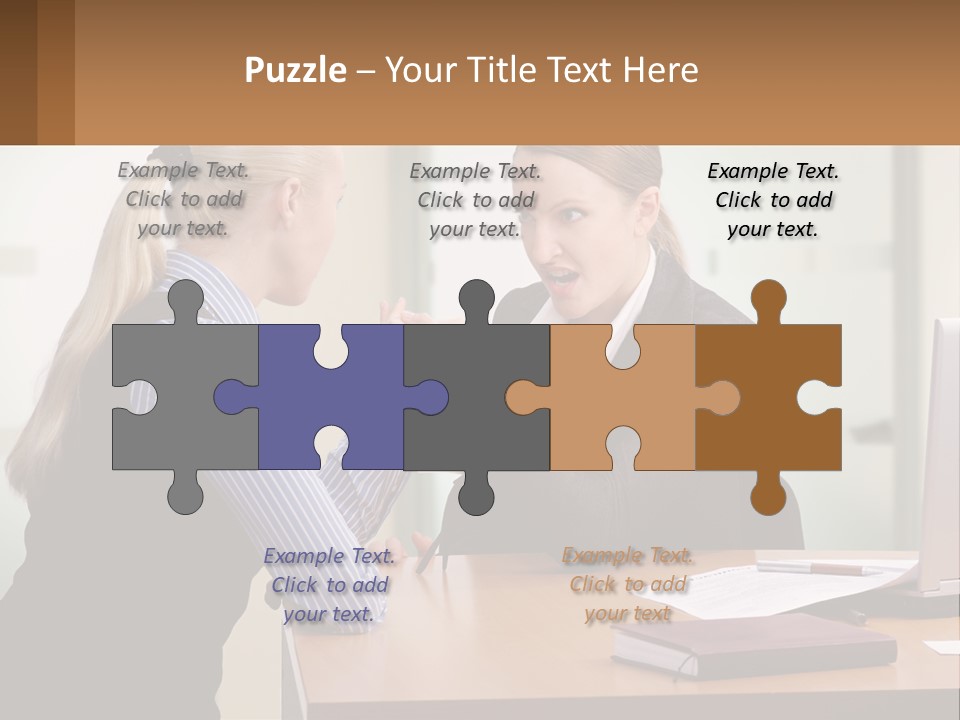 Caucasian Businesspeople Teamwork PowerPoint Template