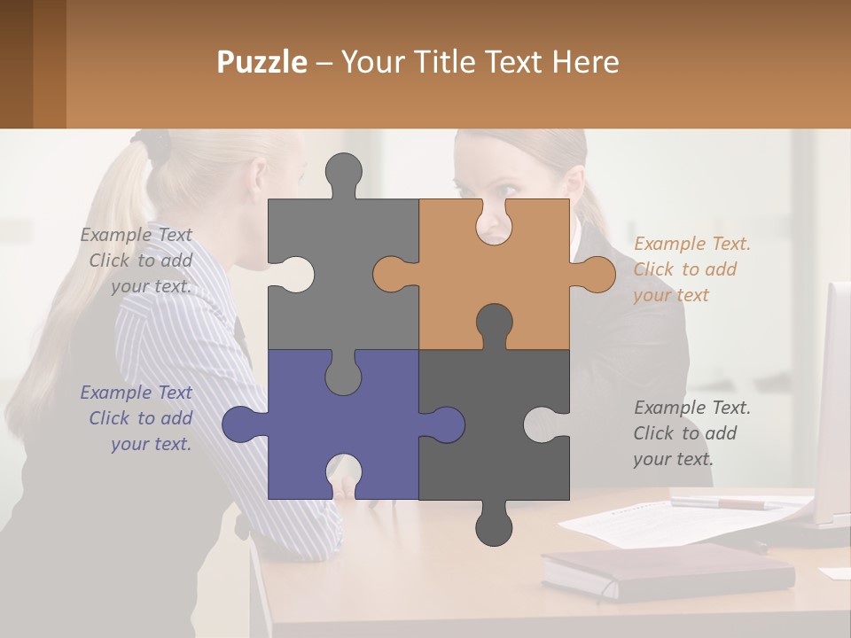 Caucasian Businesspeople Teamwork PowerPoint Template