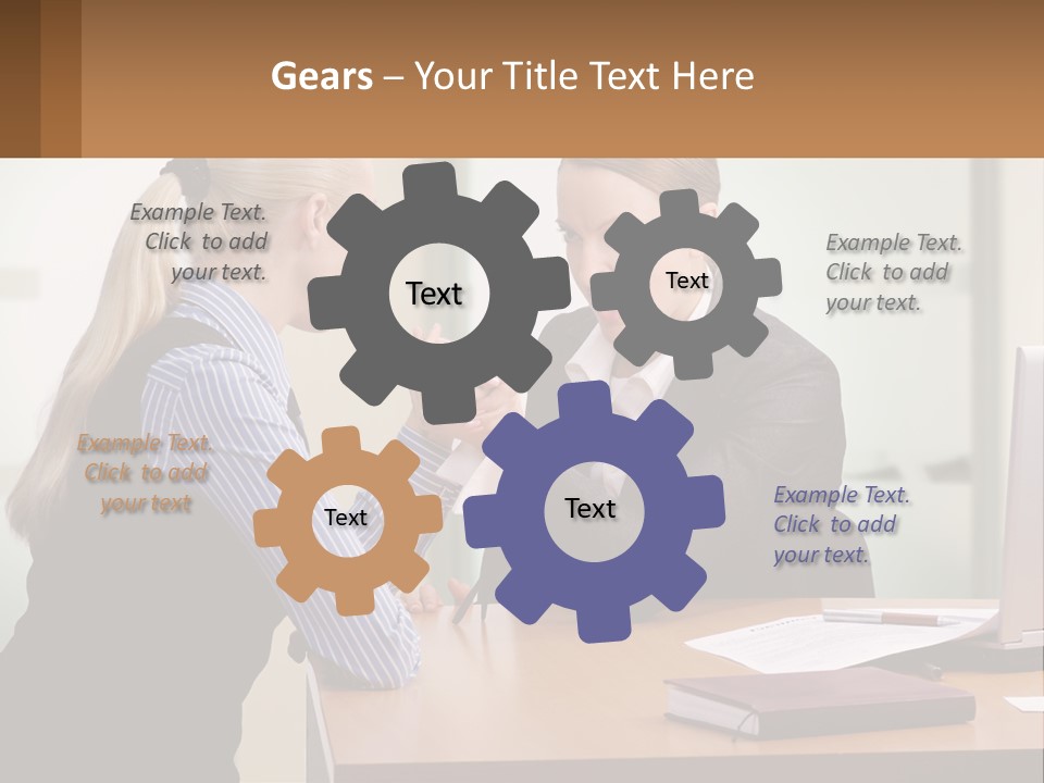 Caucasian Businesspeople Teamwork PowerPoint Template