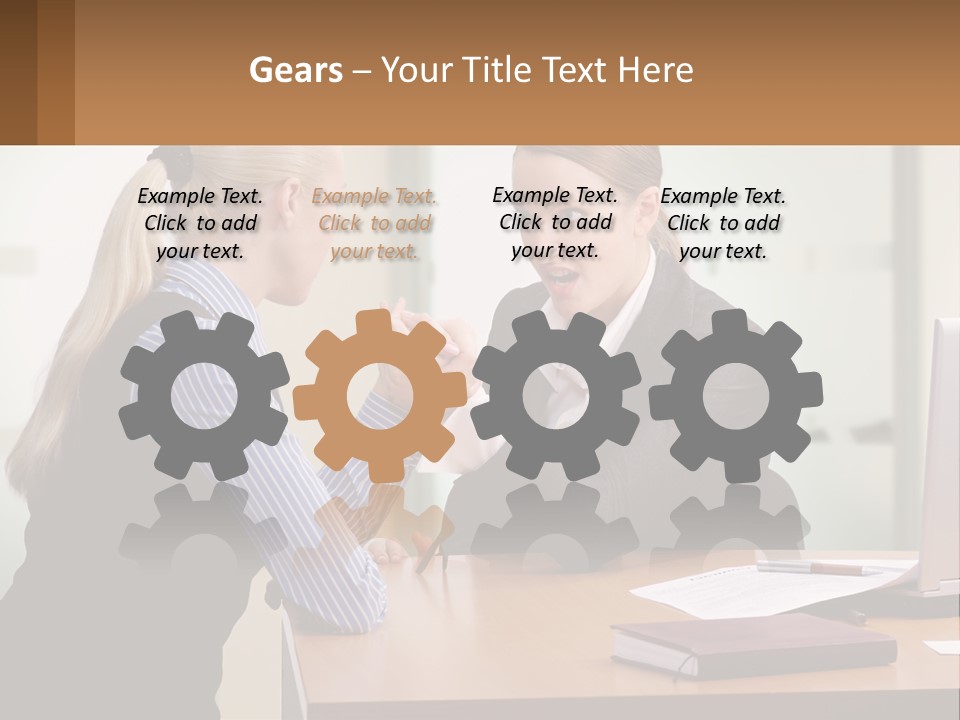 Caucasian Businesspeople Teamwork PowerPoint Template