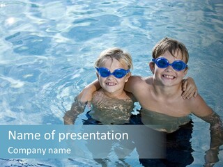 Siblings Blond Goggles PowerPoint Template