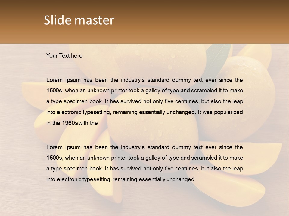 Cut Mango With Mango Leaf Juicy PowerPoint Template