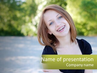 Female Smile Young PowerPoint Template