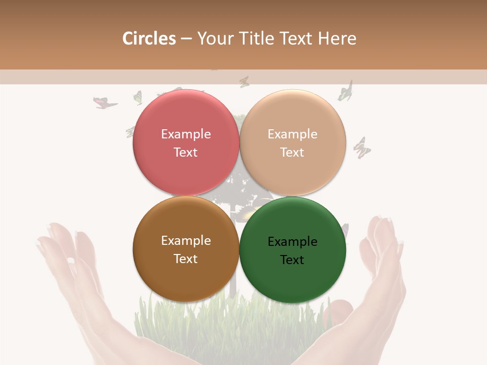 Two Hands Holding A Tree With Butterflies Flying Around It PowerPoint Template