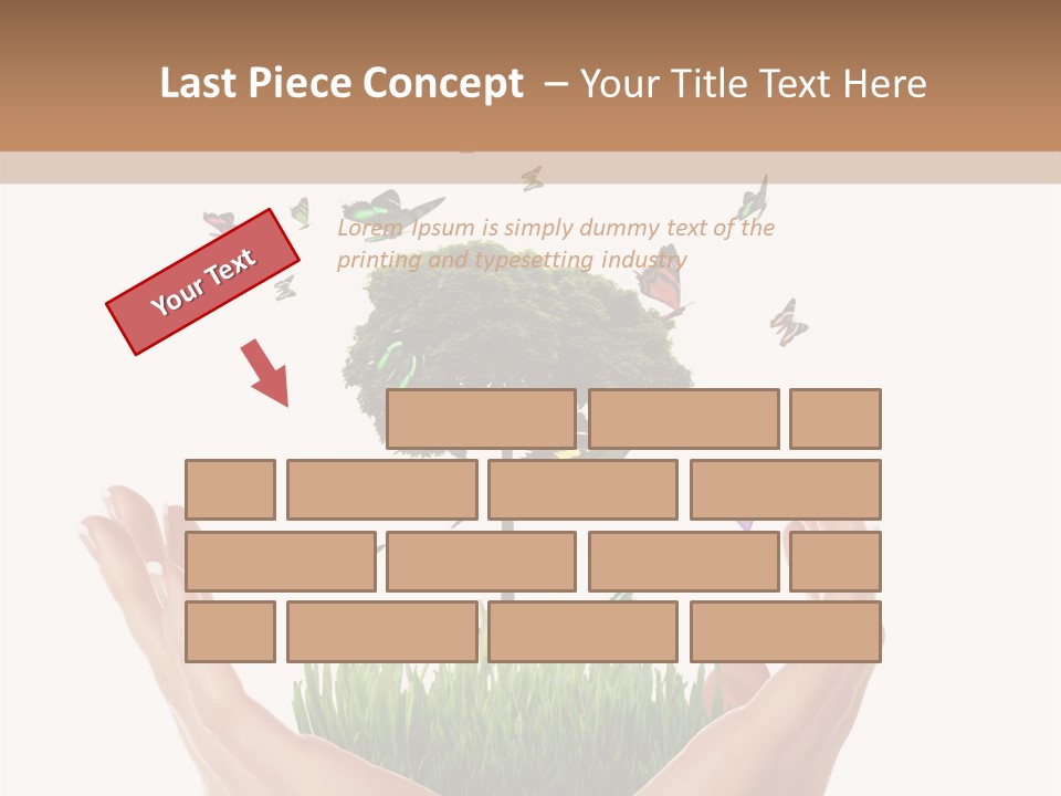 Two Hands Holding A Tree With Butterflies Flying Around It PowerPoint Template