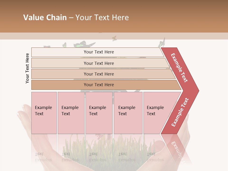 Two Hands Holding A Tree With Butterflies Flying Around It PowerPoint Template