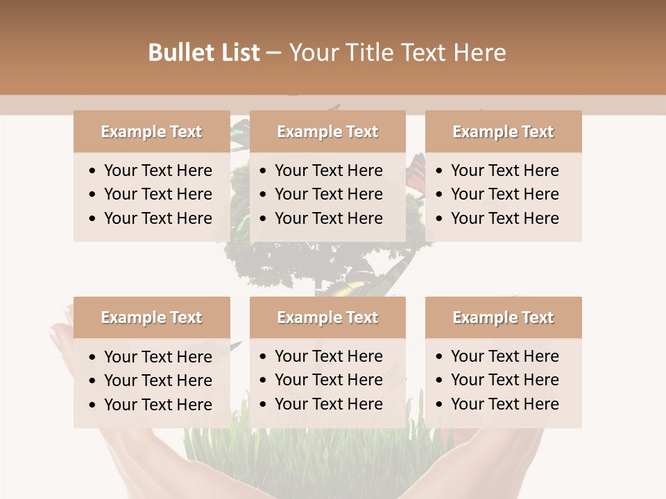 Two Hands Holding A Tree With Butterflies Flying Around It PowerPoint Template