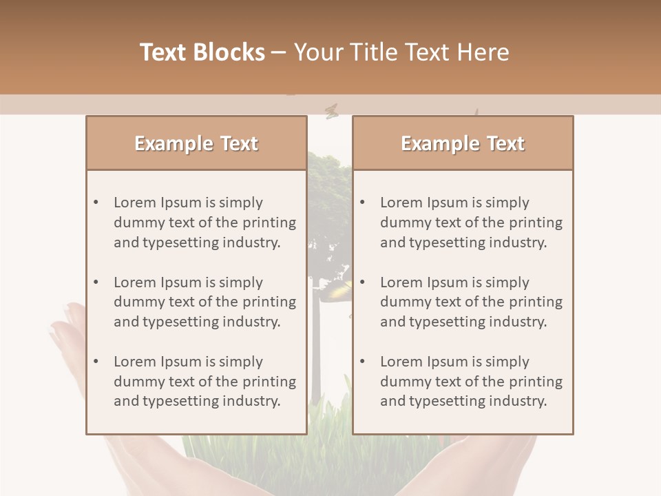 Two Hands Holding A Tree With Butterflies Flying Around It PowerPoint Template