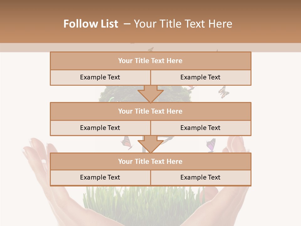 Two Hands Holding A Tree With Butterflies Flying Around It PowerPoint Template