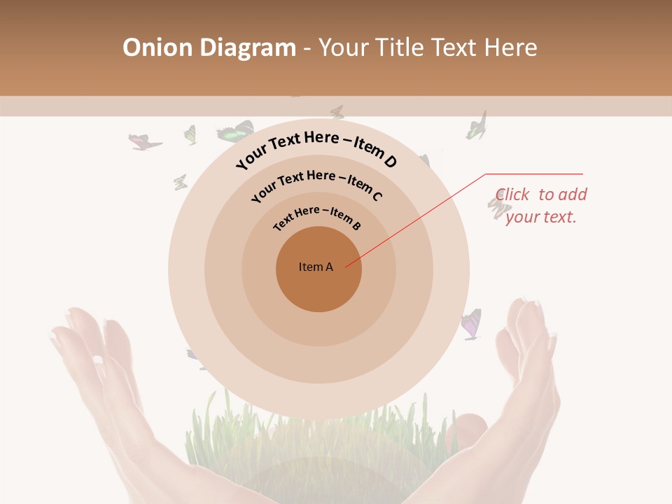 Two Hands Holding A Tree With Butterflies Flying Around It PowerPoint Template
