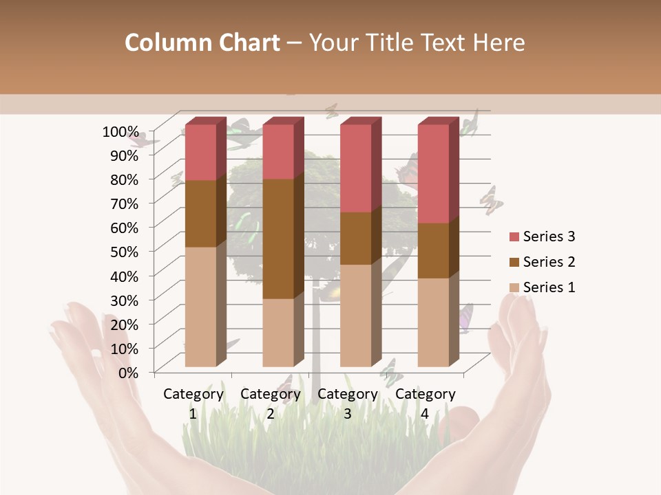 Two Hands Holding A Tree With Butterflies Flying Around It PowerPoint Template