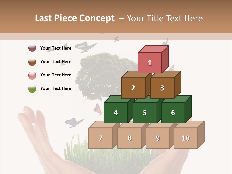 Two Hands Holding A Tree With Butterflies Flying Around It PowerPoint Template