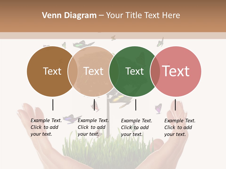 Two Hands Holding A Tree With Butterflies Flying Around It PowerPoint Template