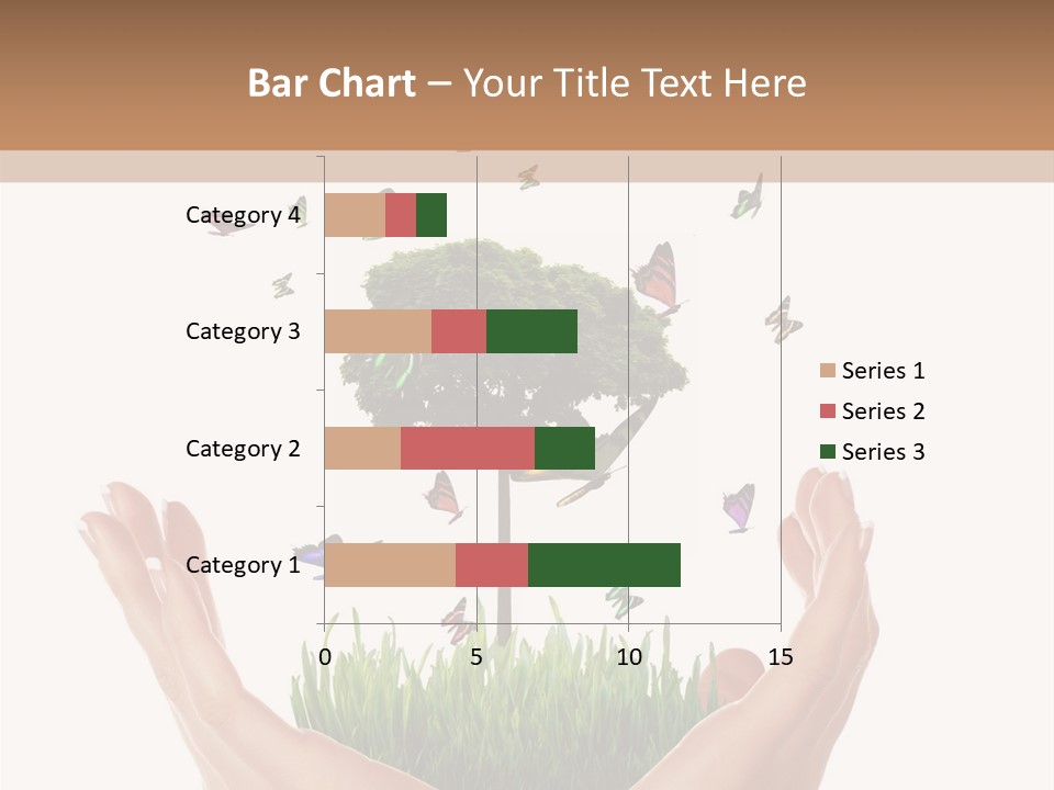 Two Hands Holding A Tree With Butterflies Flying Around It PowerPoint Template