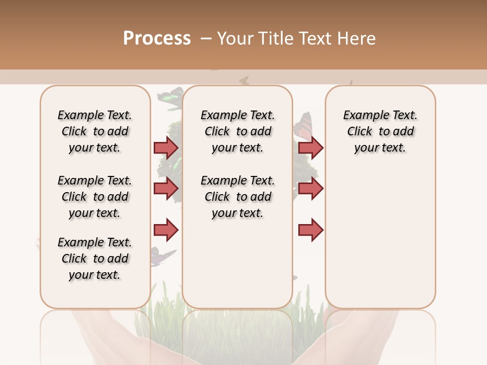 Two Hands Holding A Tree With Butterflies Flying Around It PowerPoint Template