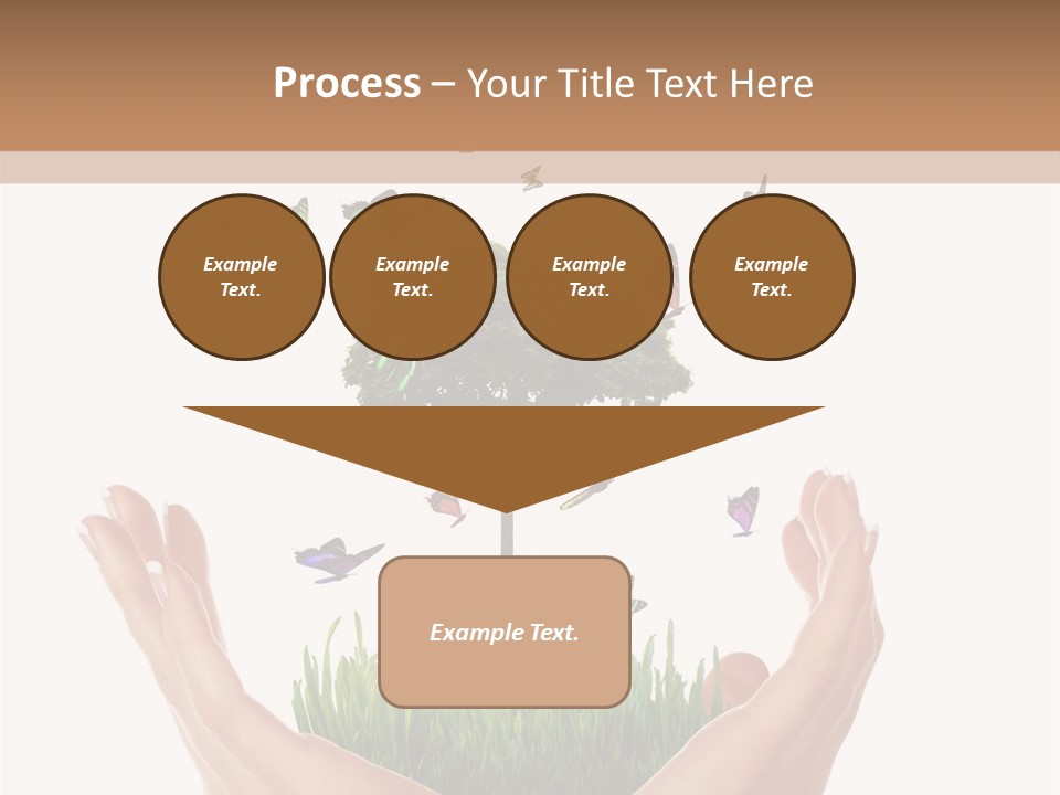 Two Hands Holding A Tree With Butterflies Flying Around It PowerPoint Template