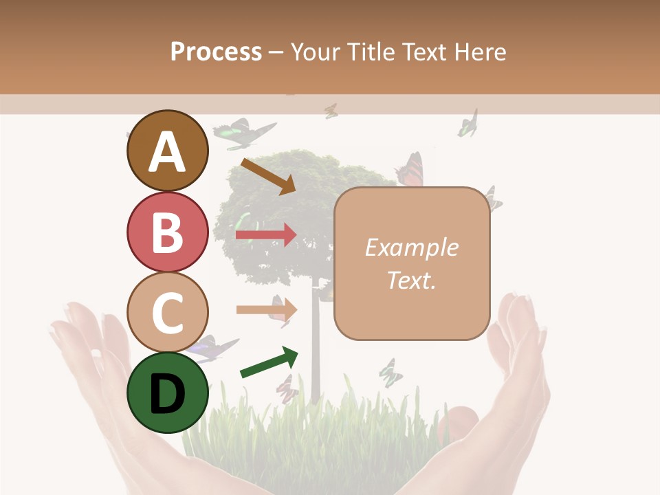 Two Hands Holding A Tree With Butterflies Flying Around It PowerPoint Template