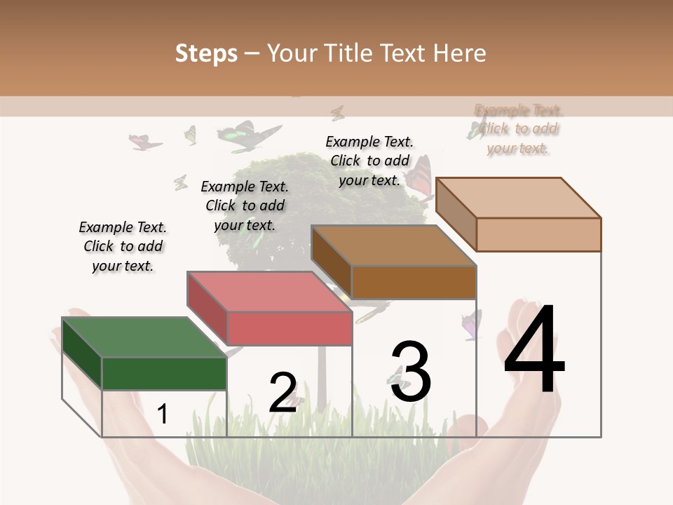 Two Hands Holding A Tree With Butterflies Flying Around It PowerPoint Template