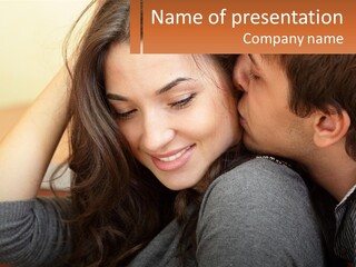 A Man Kissing A Woman On The Cheek PowerPoint Template