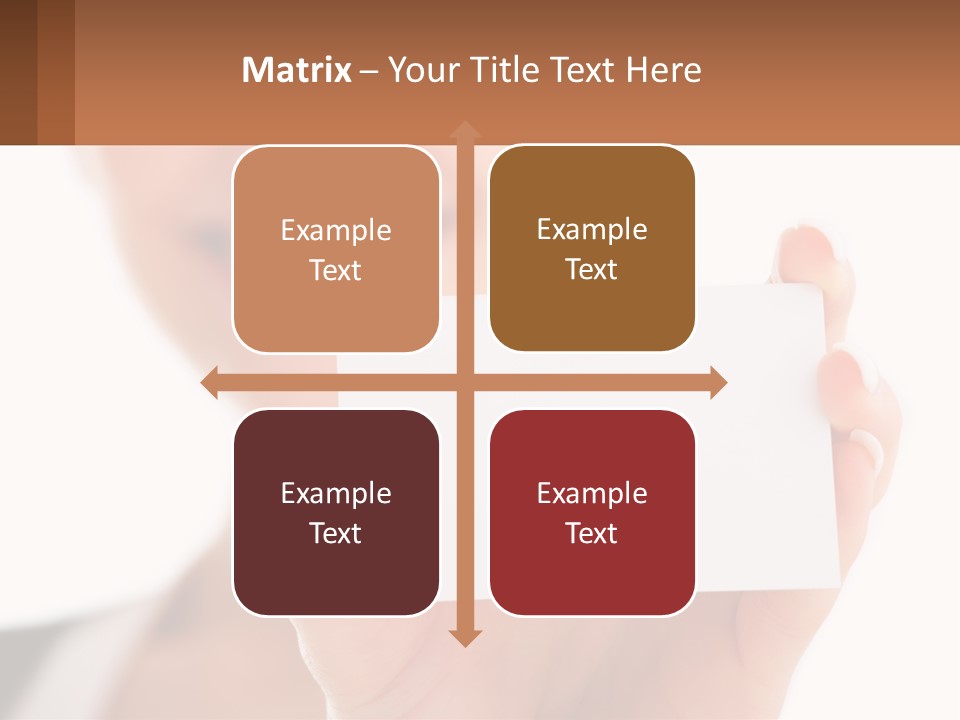 A Woman Holding A Business Card In Her Hand PowerPoint Template