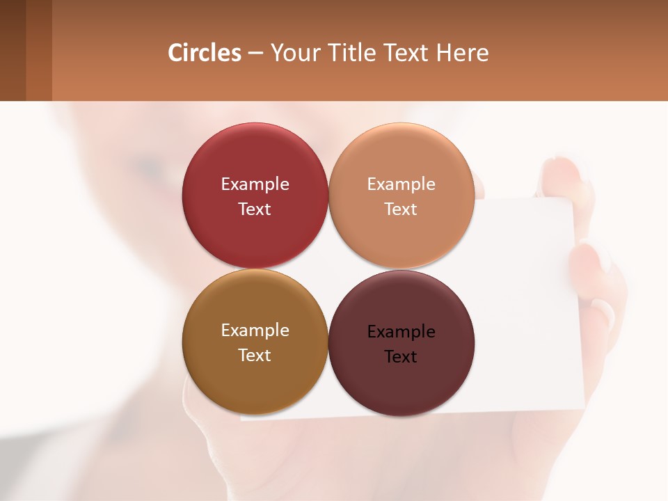 A Woman Holding A Business Card In Her Hand PowerPoint Template