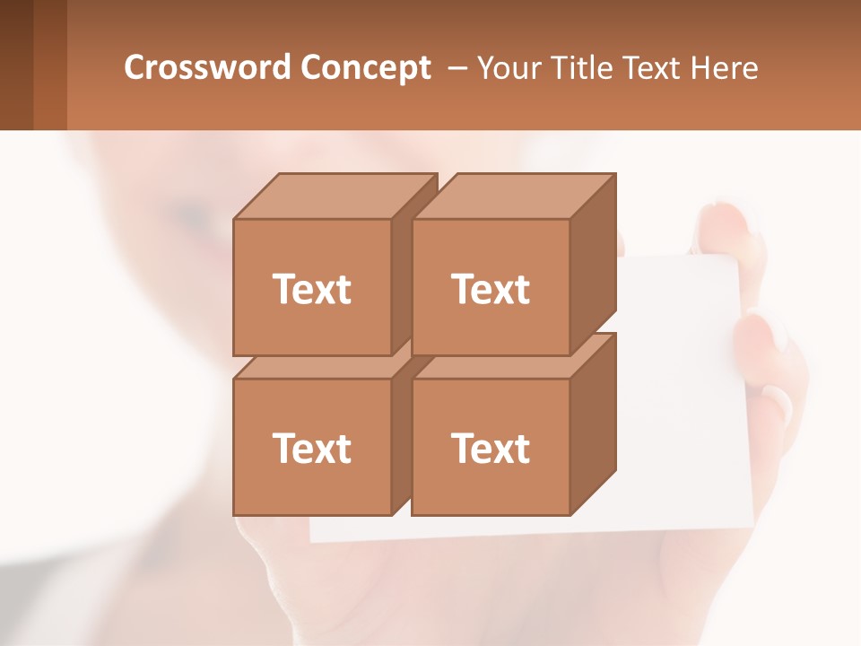 A Woman Holding A Business Card In Her Hand PowerPoint Template