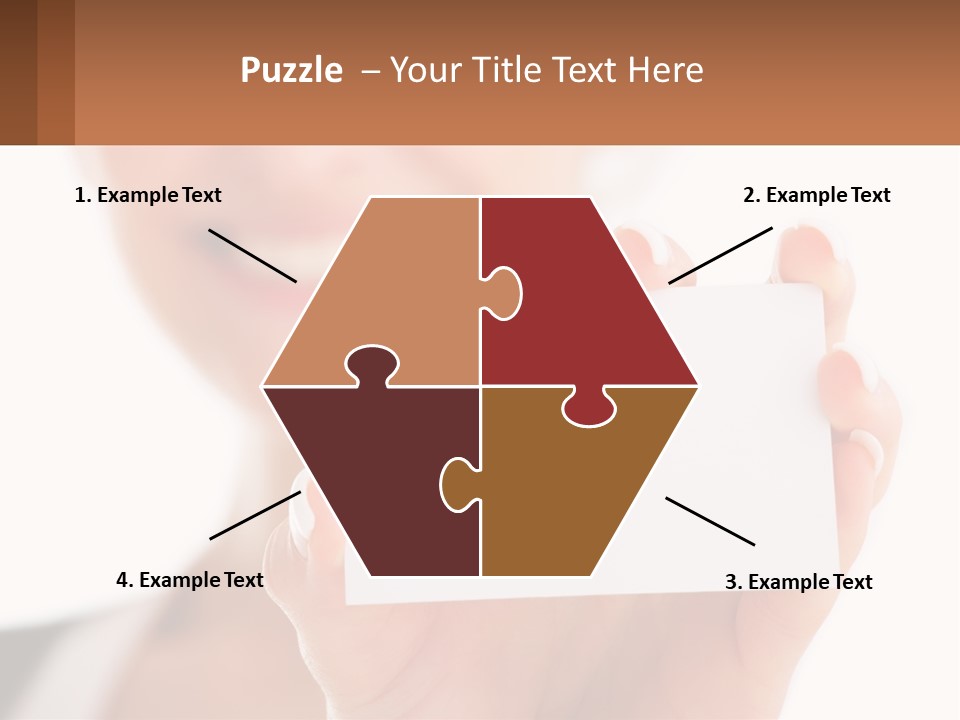 A Woman Holding A Business Card In Her Hand PowerPoint Template