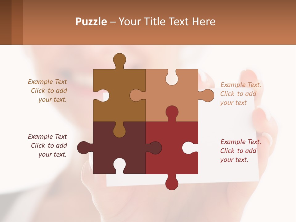 A Woman Holding A Business Card In Her Hand PowerPoint Template